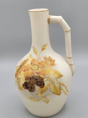 Antique Royal Worcester Ewer Jug Art Noveau Hand Painted Florals Gilt Edge c1890